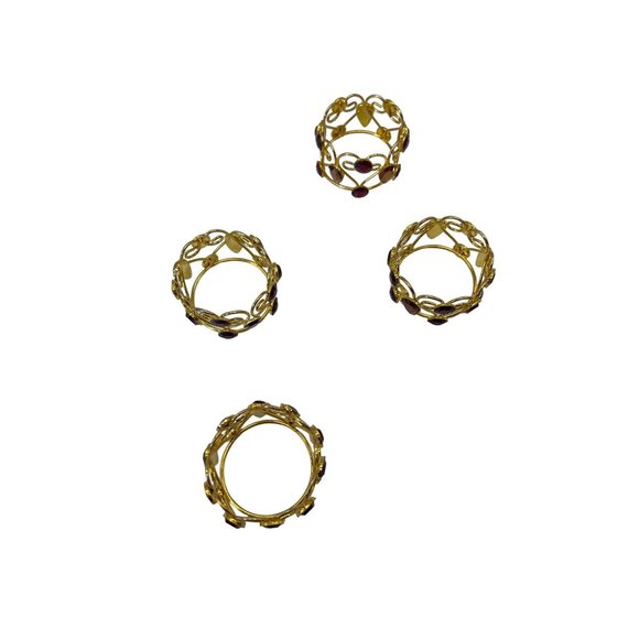 4 Goldstone Jeweled Napkin Holders - Picture 5 of 10
